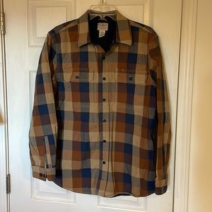 L.L. Bean traditional fit flannel lined plaid canvas shirt